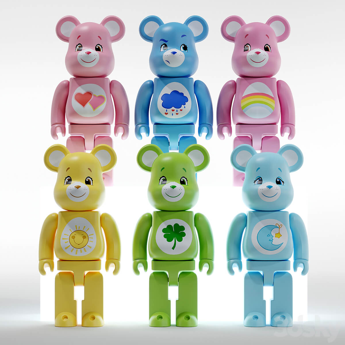 Bearbrick Care bear玩偶组合3D模型（OBJ,FBX,MAX）