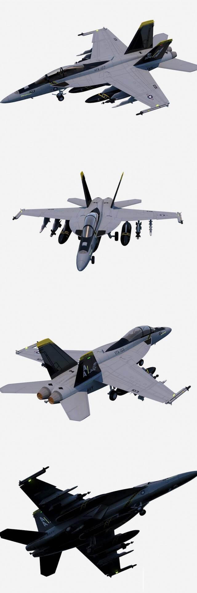 FA-18F超级大黄蜂战斗机3D模型（OBJ,FBX,MAX）