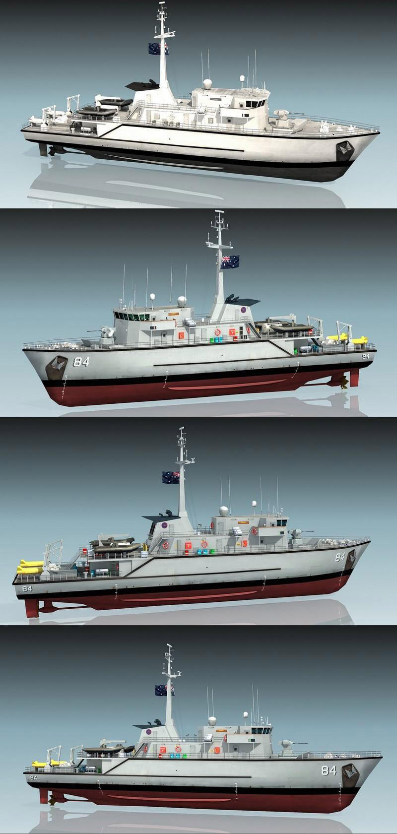 HMAS Norman M-84军事作业船扫雷舰3D模型（FBX,MAX）