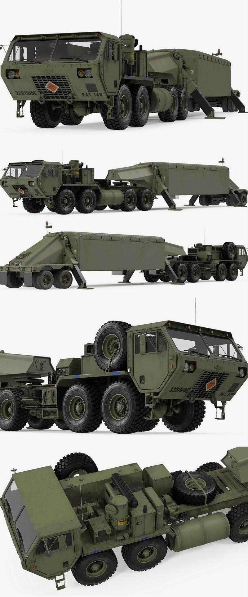 带有THAAD TPY2雷达的M983重型牵引车3D模型（OBJ,FBX,MAX）