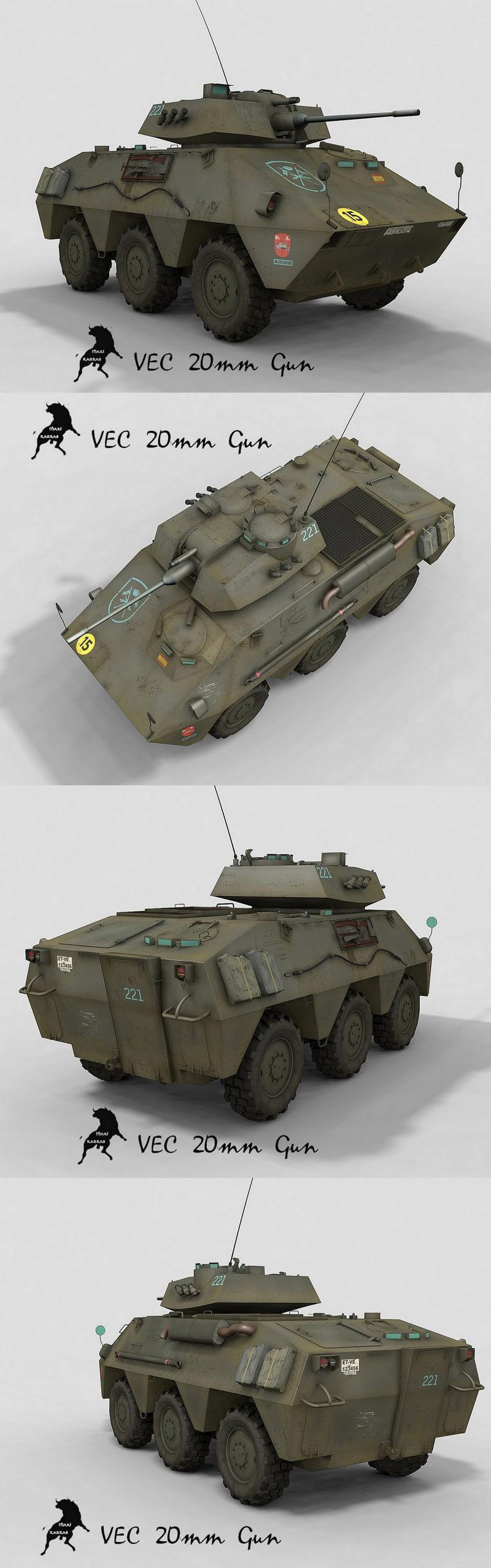 西班牙VEC轮式骑兵侦察车3D模型（OBJ,FBX,MAX）