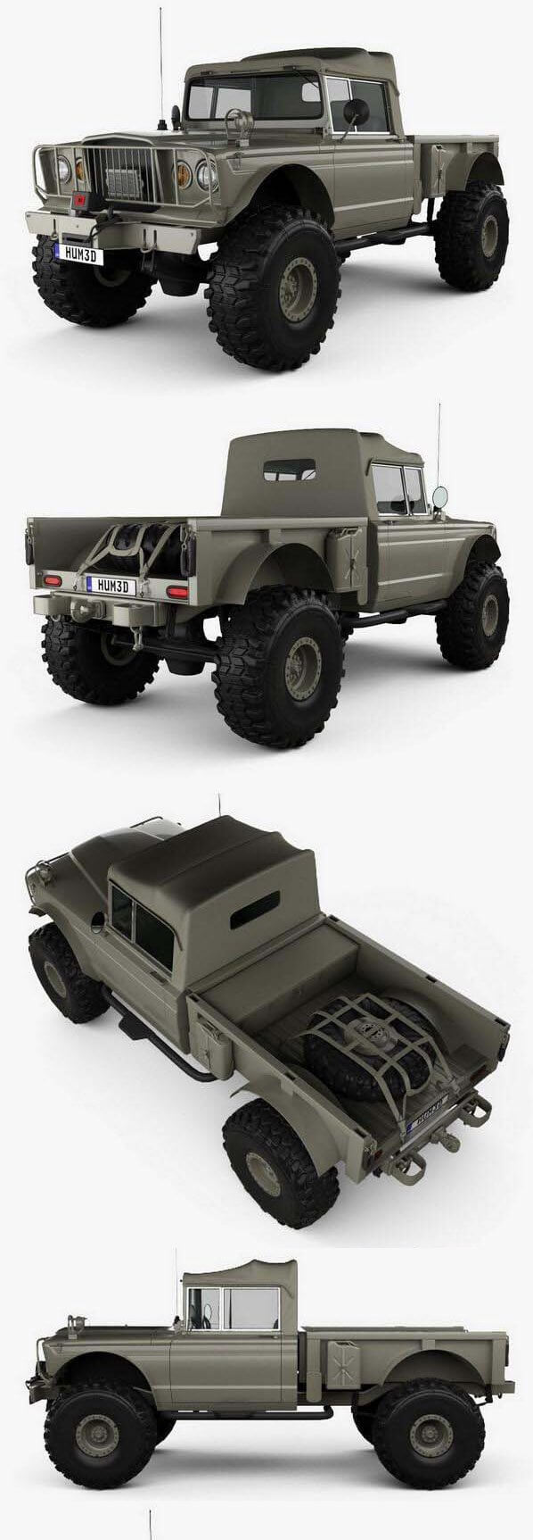 吉普 Kaiser M715 Olive Drab Ogre 1967 经典军用越野车3D模型下载 (MAX,3DS,FBX,OBJ,C4D,LWO)