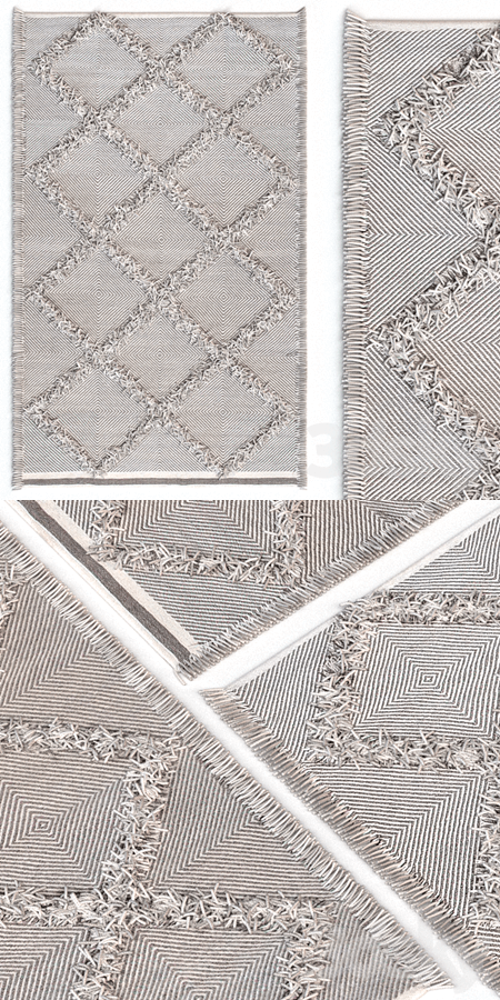 钻石格子图案流苏长毛地毯3D模型（FBX,MAX）