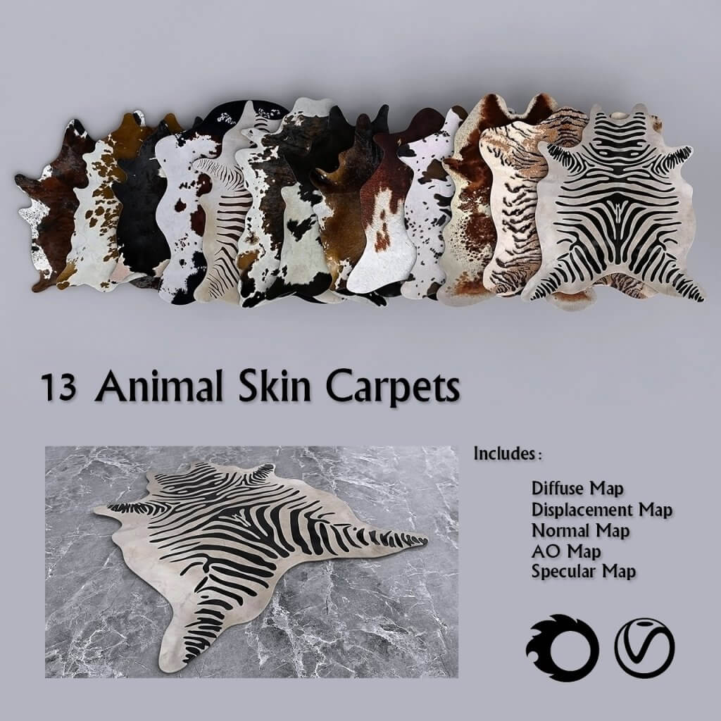13组动物皮地毯3D模型（FBX,MAX）