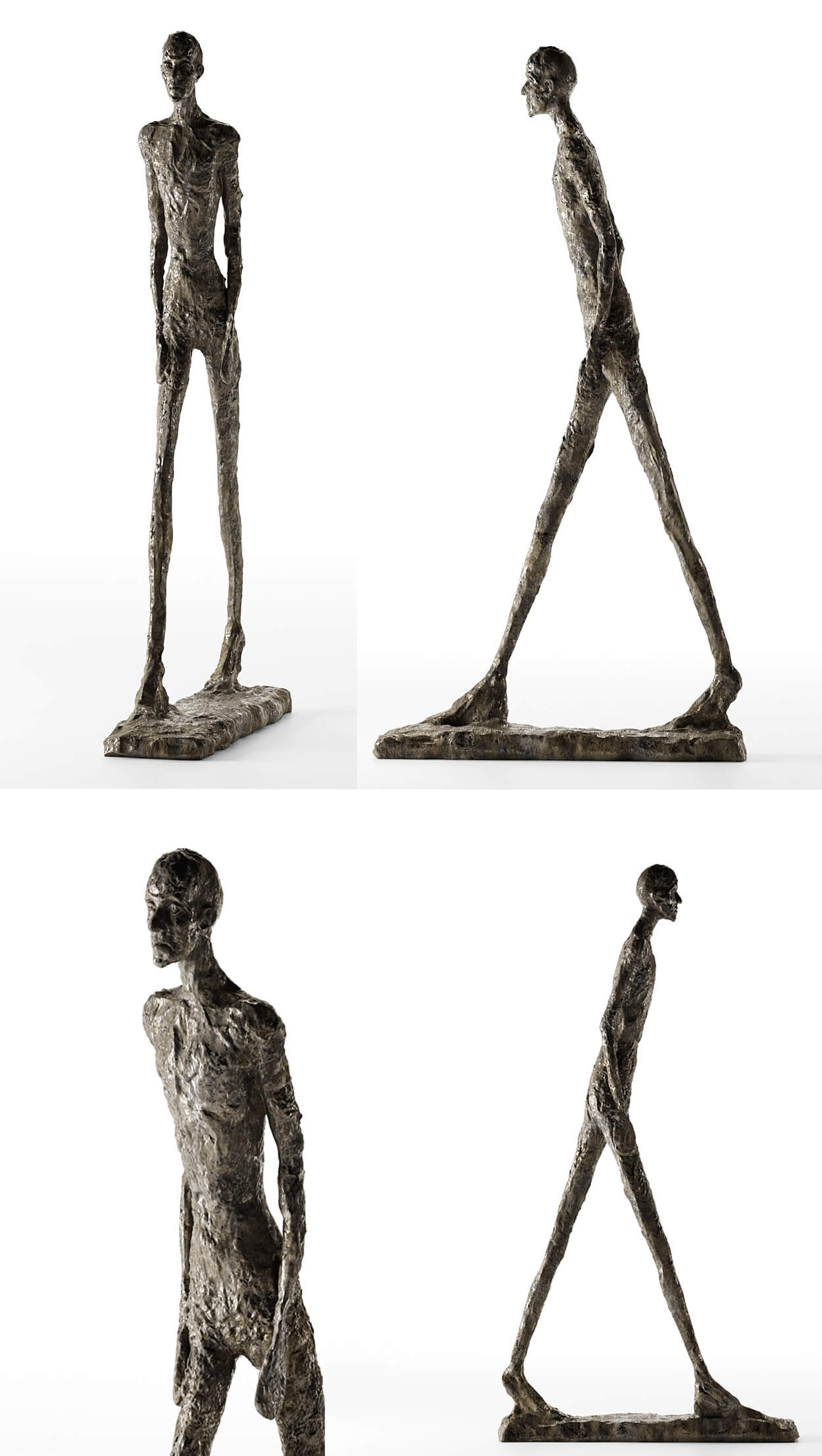 Alberto Giacometti“行走的人”金属雕像3D模型（OBJ,FBX,MAX）