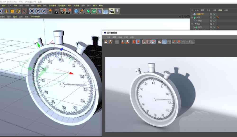 C4D怎么创建秒表模型? C4D秒表模型的建模方法