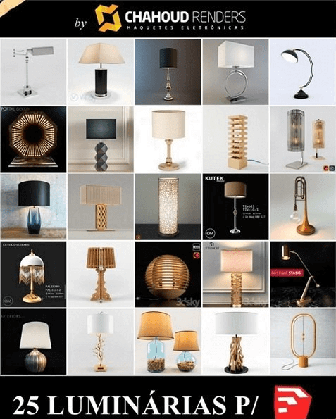 SketchUp版的各种各样台灯设计3D模型下载 (skp)