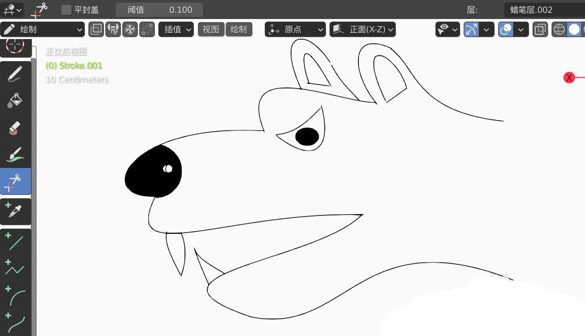 blender怎么画一个狼头2D简图模型? blender榔头简笔画的画法