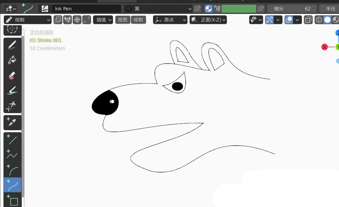 blender怎么画一个狼头2D简图模型? blender榔头简笔画的画法