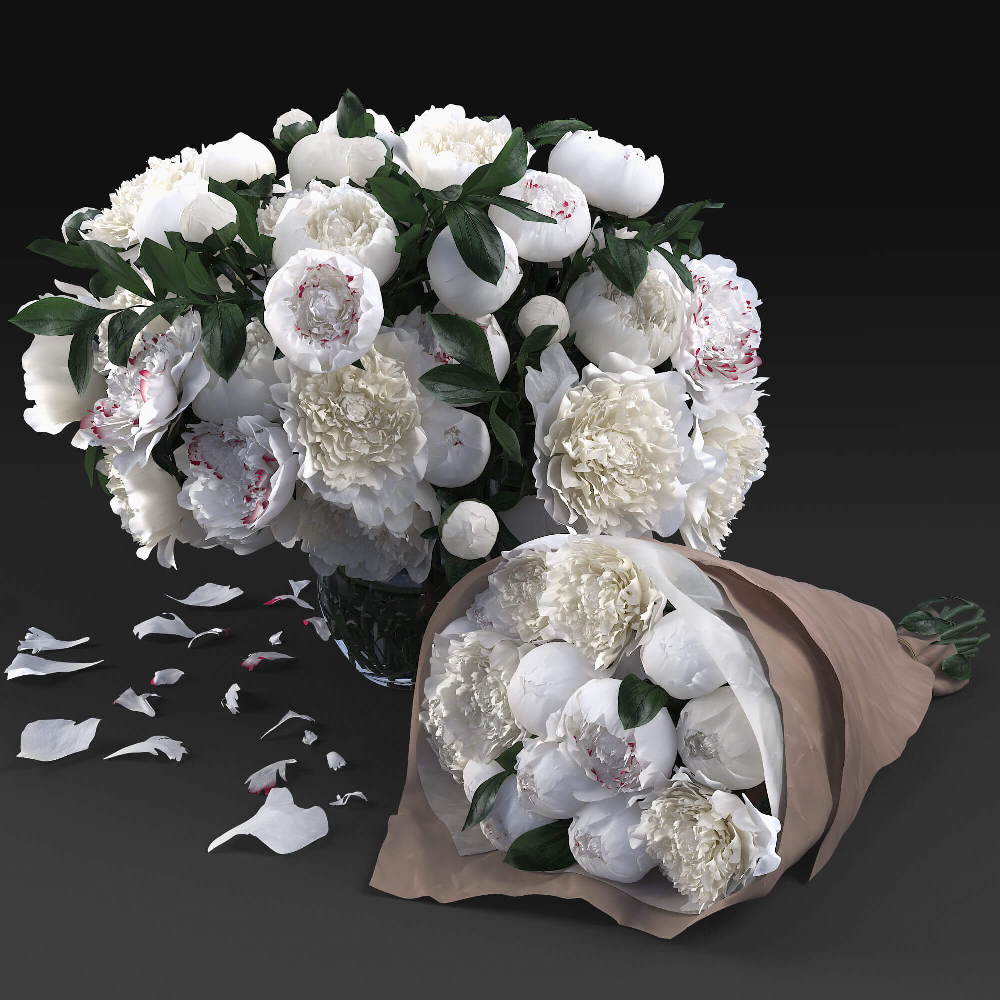 白牡丹花束3D模型（OBJ,FBX,MAX）