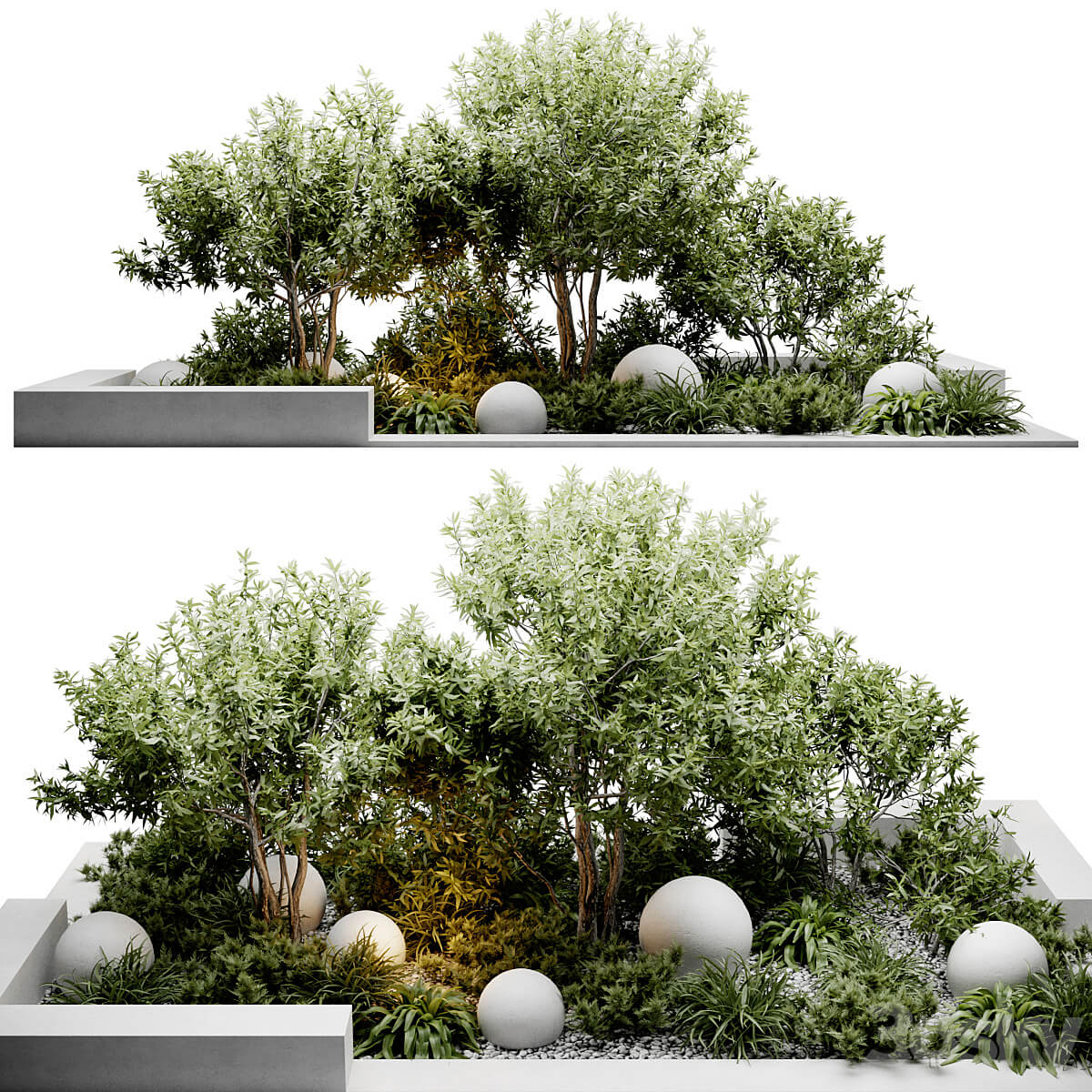 室外绿植花坛 花园景观3D模型（FBX,MAX）