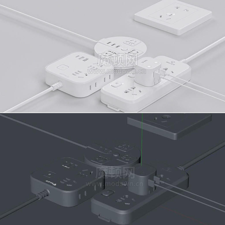 排插模型插座模型接线板模型排插Octane工程