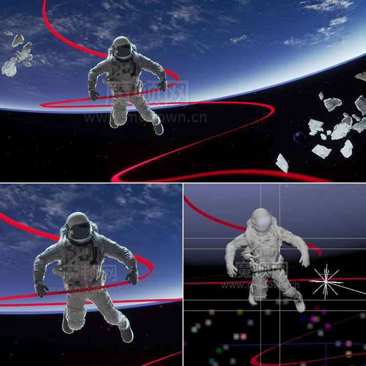 宇航员Octane工程文件宇航员模型天空小人红线宇航员oc源文件