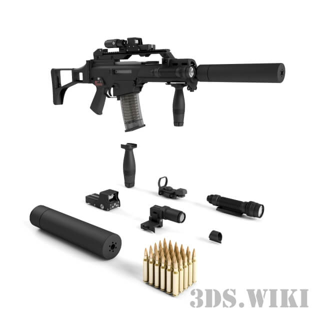 H&K G36C德国制造全自动突击步枪3D模型（FBX,MAX）