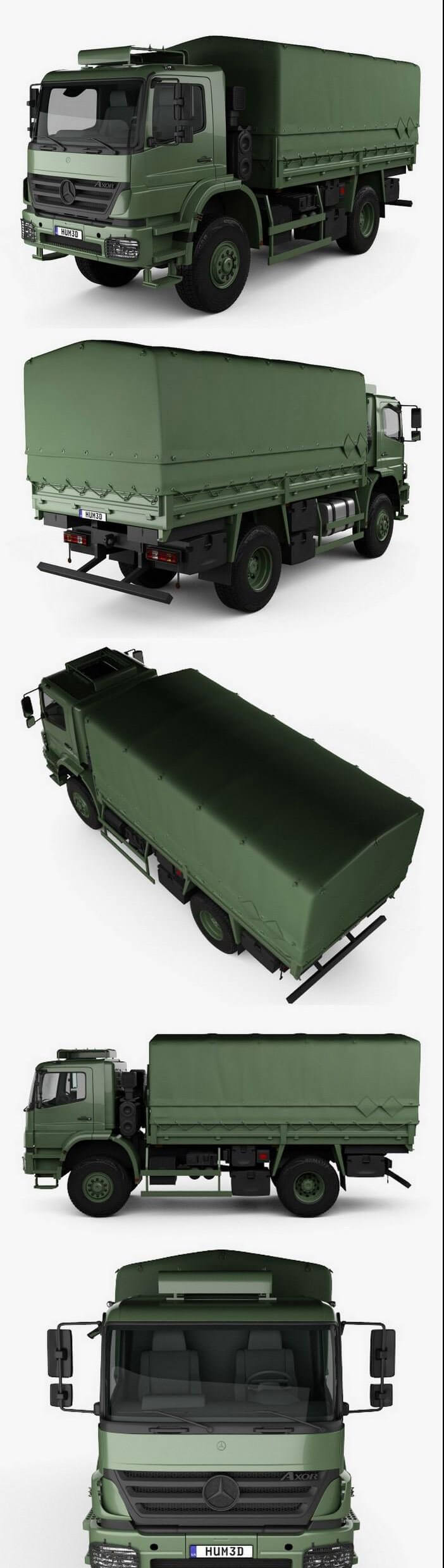 梅赛德斯奔驰 Axor 军用卡车 2005 货车3D模型下载 (MAX,3DS,FBX,OBJ,C4D,LWO)
