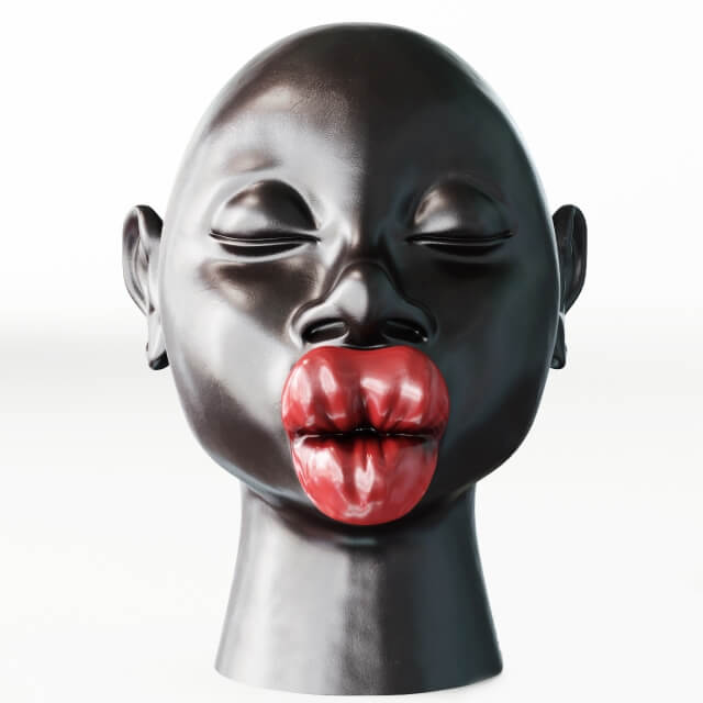 大红唇人物头部雕塑3D模型（OBJ,FBX,MAX）