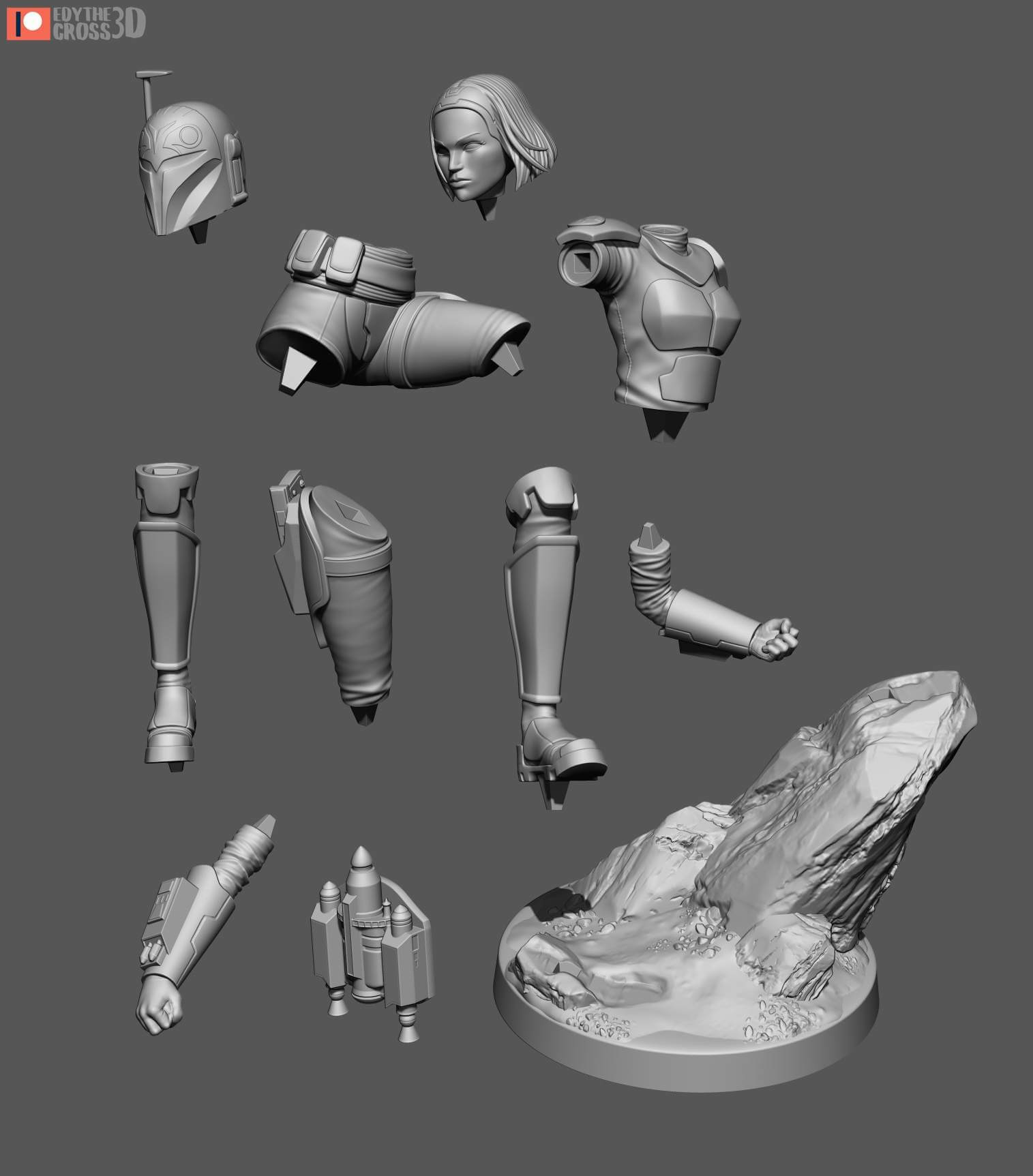 星球大战曼达洛人 Bo Katan 人物3D雕刻模型下载（STL）