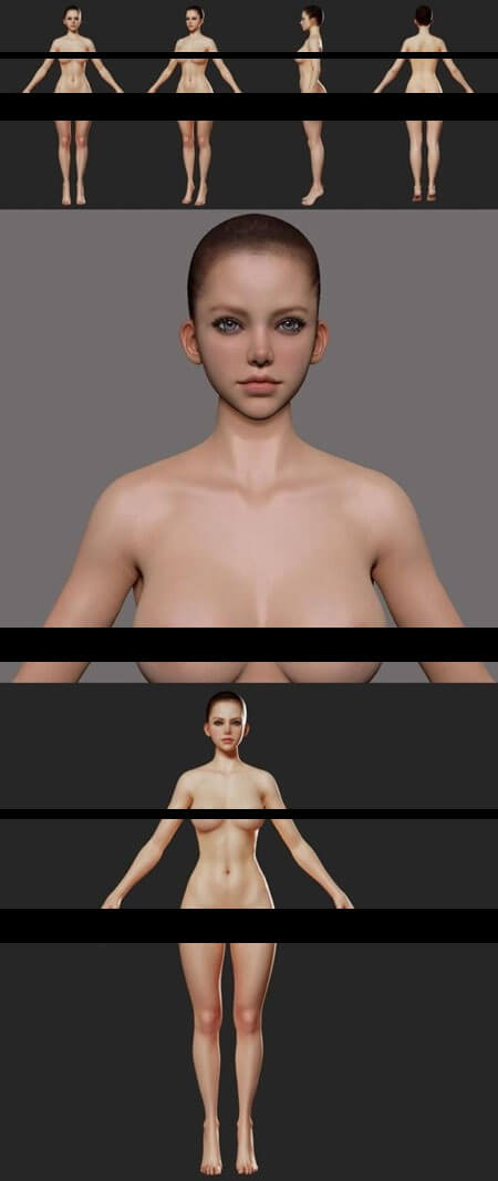 ZBrush 女性裸体基础 3D 模型下载（ZTL)