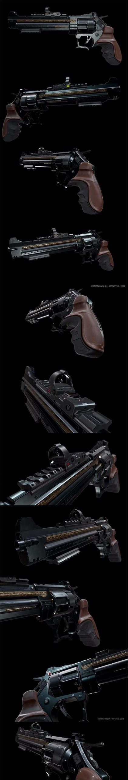 左轮手枪 – 执行者低多边形 3D 模型免费下载（fbx,max,obj）
