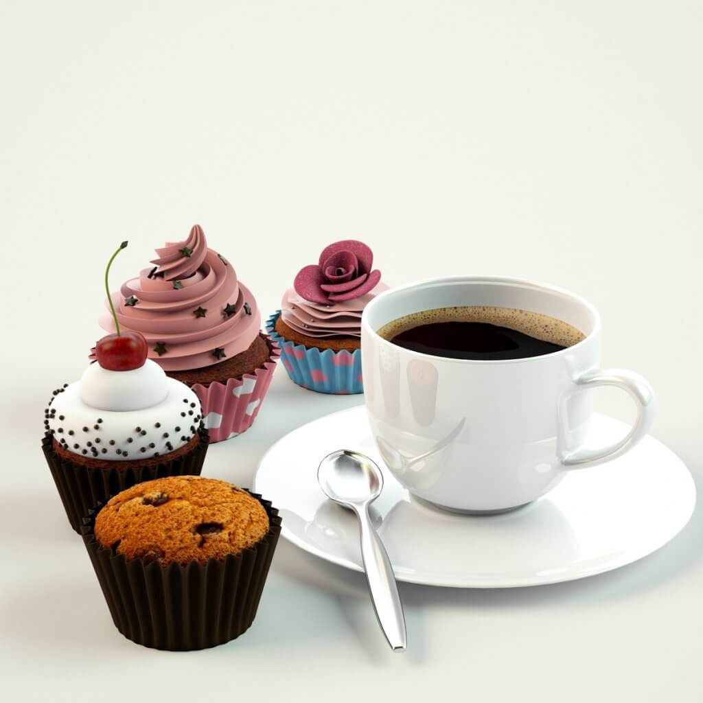 小蛋糕和咖啡3D模型（OBJ,FBX,MAX）