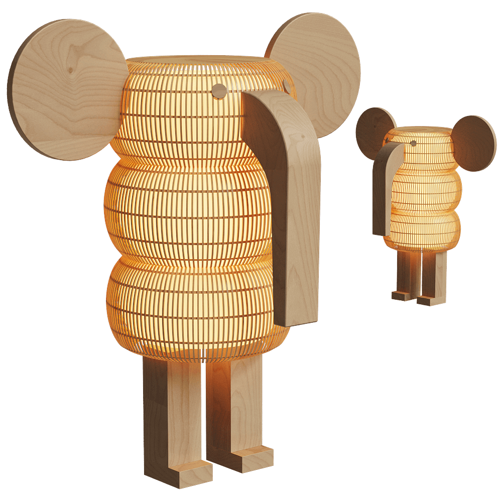Smelly Fant木质大象落地灯3D模型（OBJ,FBX,MAX）