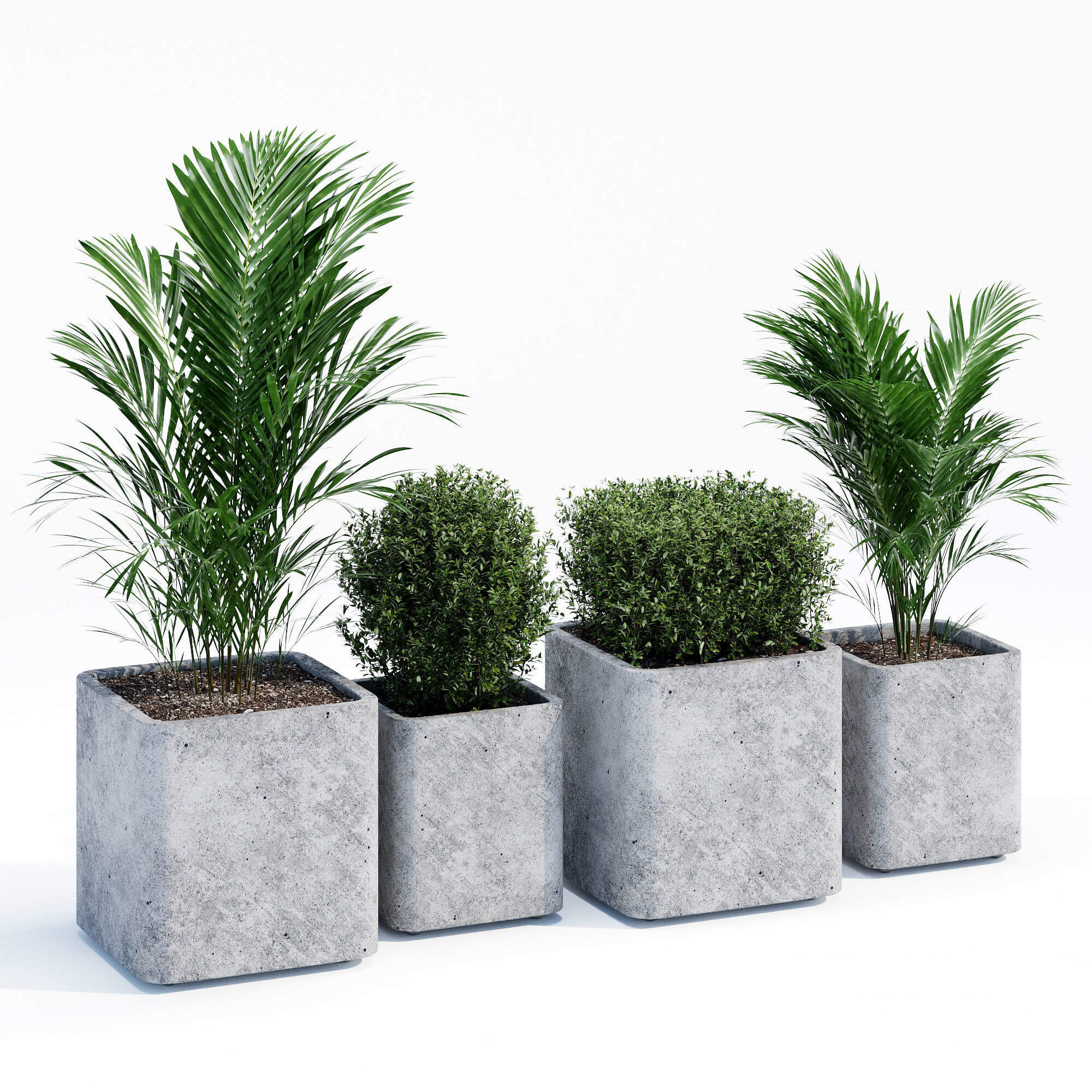 Conc方形绿植花坛3D模型（OBJ,MAX）