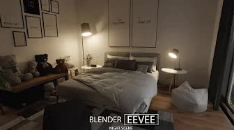 Blender EEVEE 打造的场景卧室3D场景工程文件下载（blend）